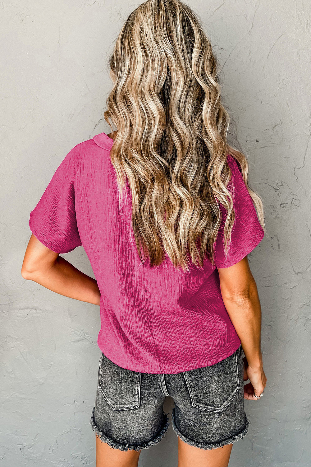 Emerson Crinkled V Neck Wide Sleeve Top-4