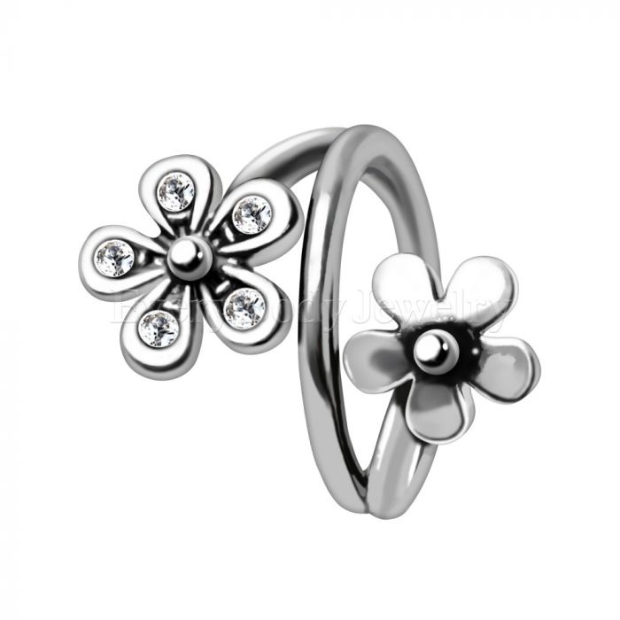 Twist Style Flower Seamless Ring / Cartilage Earring-2